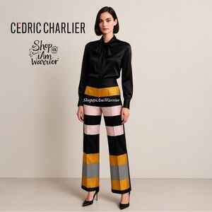 Cedric Charlier NWT rare silk blend color block trouser *shop@iamwarrior